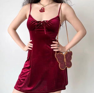 Velvet Hunny A-Line Dress ~ HANDMADE // Wine Red
