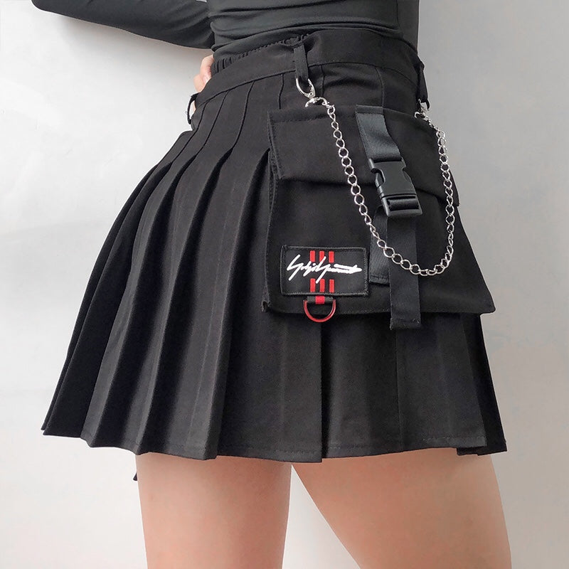 Irregular Pleated Chain Skirt – Pellucid - Main Image