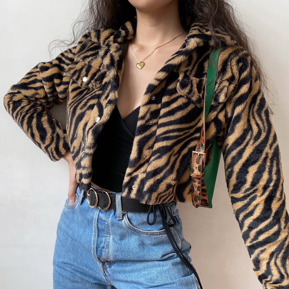 Tiger Print Plush Coat ~ HANDMADE