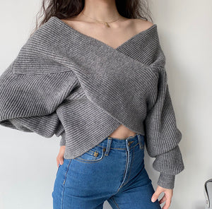 Maeve Cross Wrap Pullover Sweater
