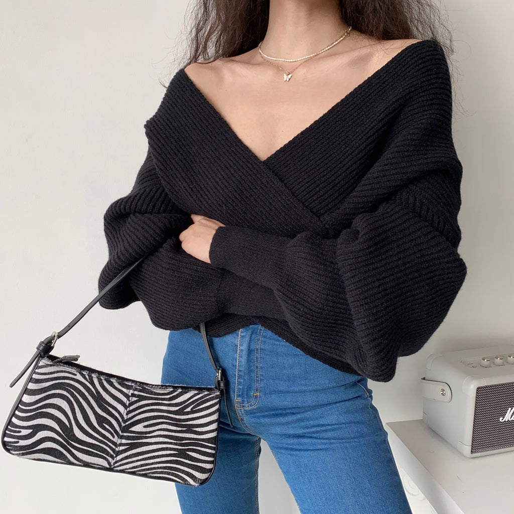 Cross wrap shop off shoulder jumper