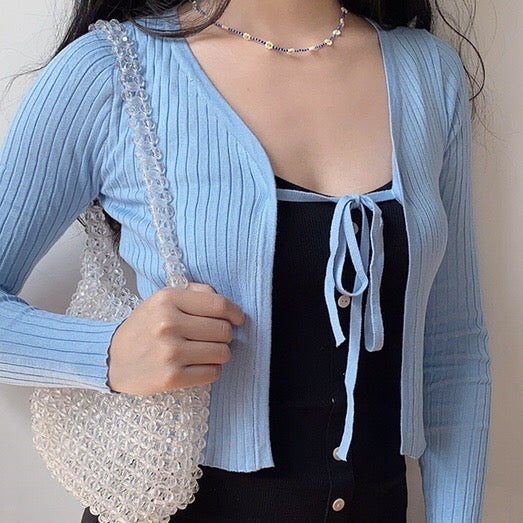 Mini Tie Up Cardigan – Pellucid - Main Image