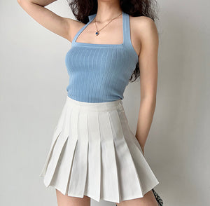 Knit Ribbed Stretch Halter Top
