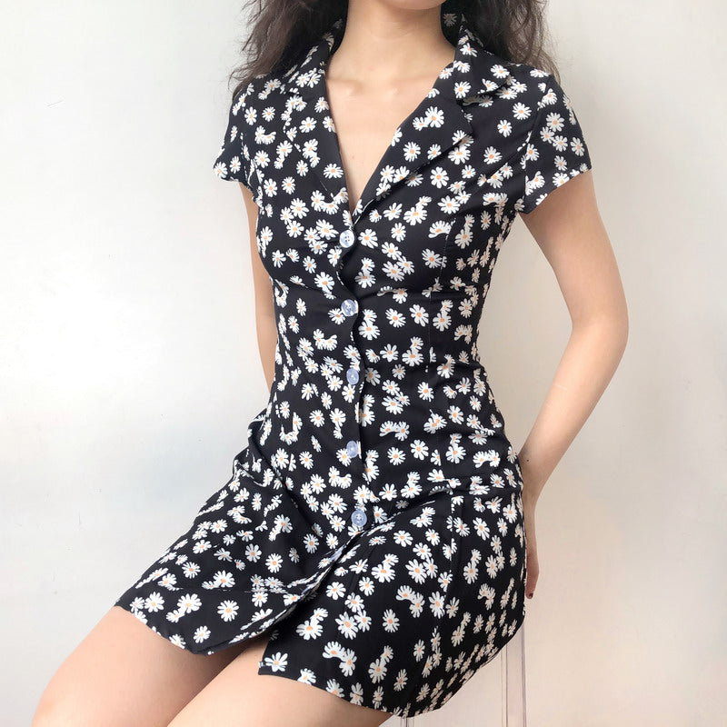dallas mini dress Dallas Daisy Button Mini Dress S / Black