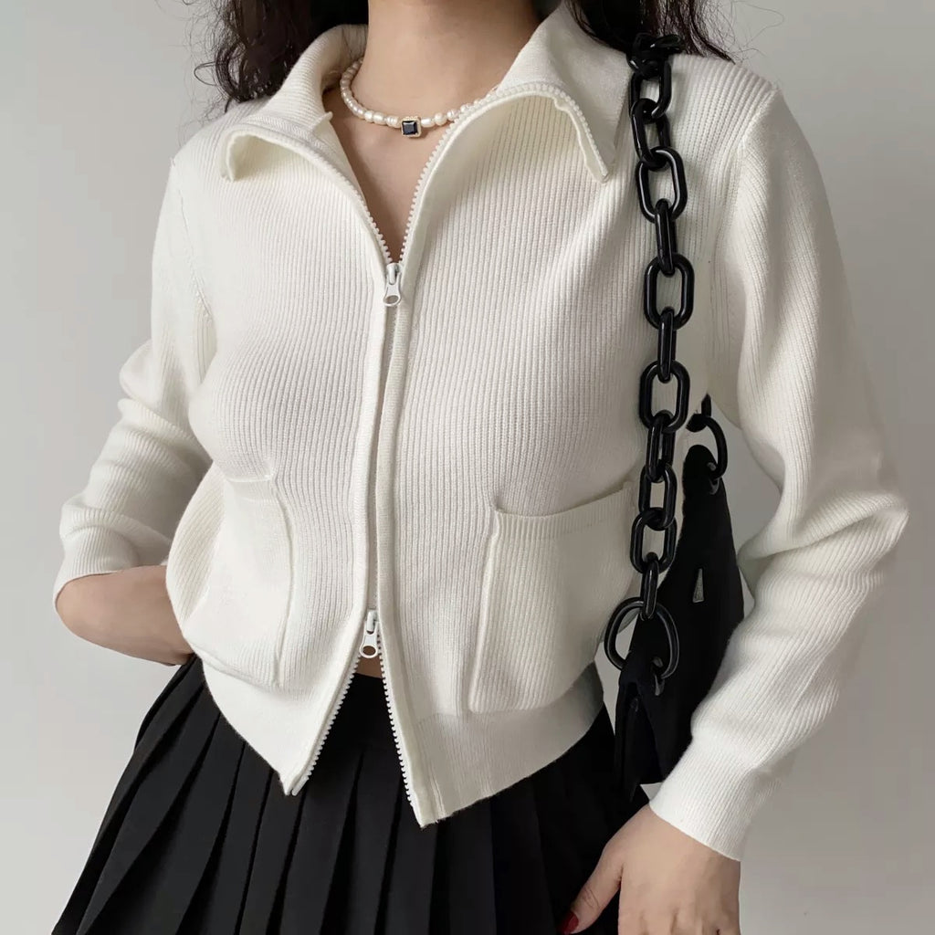 Trina Teddy Fabric Checkered Cardigan