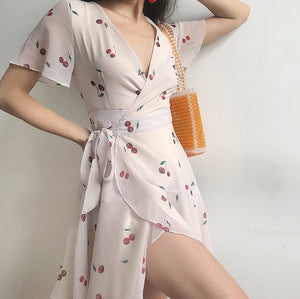 60s Style Cherry Wrap Dress - Pellucid