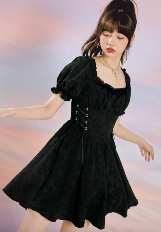 Baroque Jacquard Lace Dress ~ HANDMADE