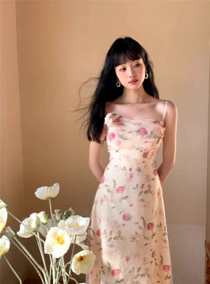 Sunset Rose Maxi Dress ~ HANDMADE