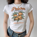 Retro Peaches Baby Tee ~ HANDMADE