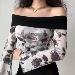 
            
                Load image into Gallery viewer, Rose Art Bell Sleeve Top ~ HANDMADE
            
        
