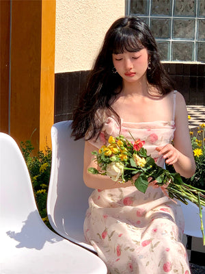 Sunset Rose Maxi Dress ~ HANDMADE