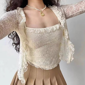 Ophelia Lace Top Cardigan Set ~ HANDMADE