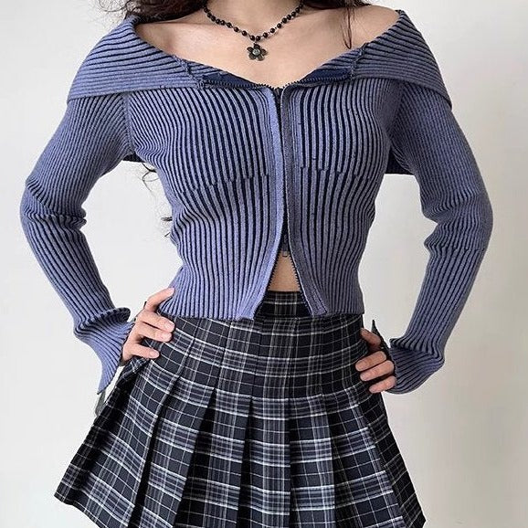 Freya Knitted Double Zipper Cardigan