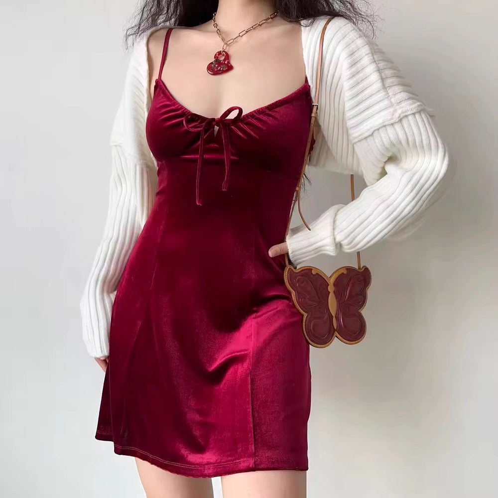 Velvet Hunny A-Line Dress ~ HANDMADE // Wine Red