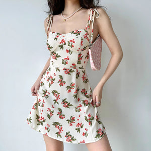 Delicate Cherry Print Dress