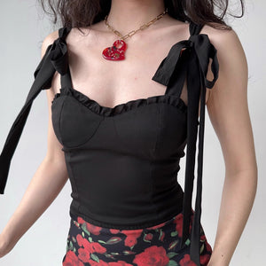 
            
                Load image into Gallery viewer, Black Ribbon Bustier Camisole
            
        