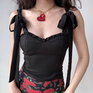 
            
                Load image into Gallery viewer, Black Ribbon Bustier Camisole
            
        