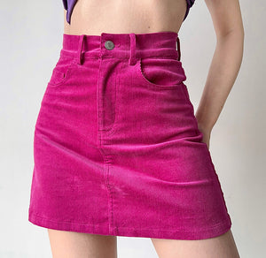 
            
                Load image into Gallery viewer, Fuschia Corduroy Skirt ~ HANDMADE
            
        