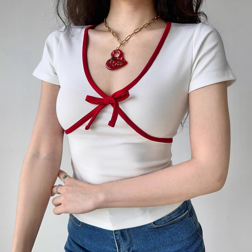 Doll Ribbon Shirt ~ HANDMADE