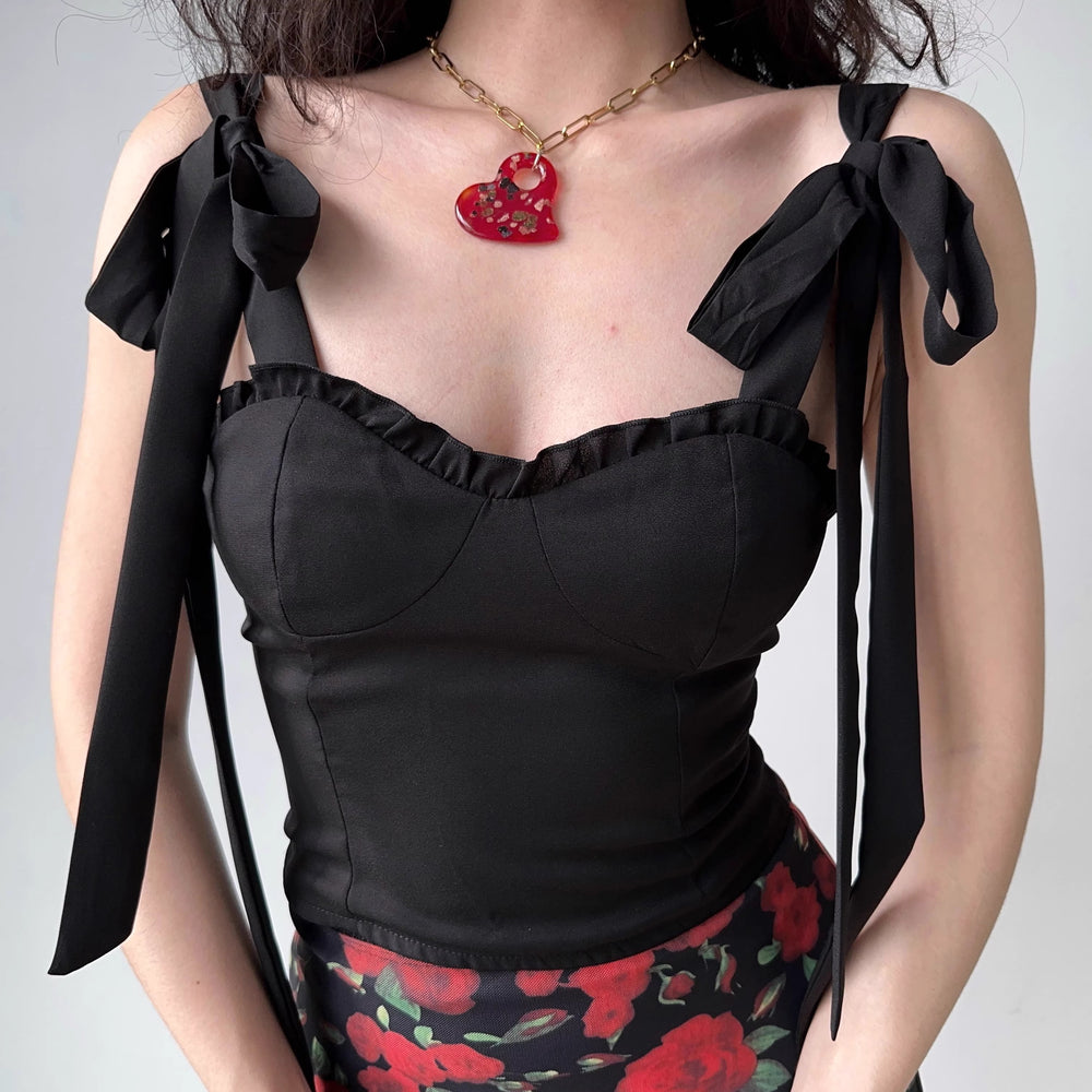 Black Ribbon Bustier Camisole