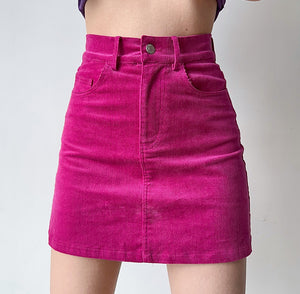 Fuschia Corduroy Skirt ~ HANDMADE