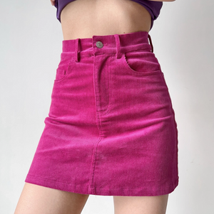 Fuschia Corduroy Skirt ~ HANDMADE