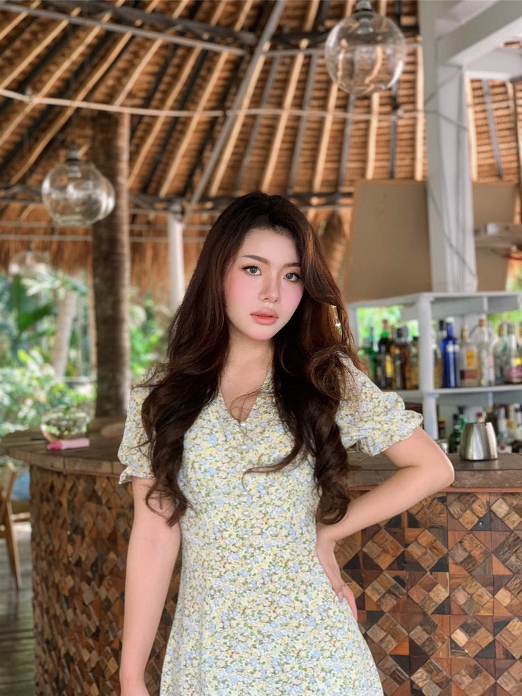 Bali Romance Pearl Midi Dress ~ HANDMADE