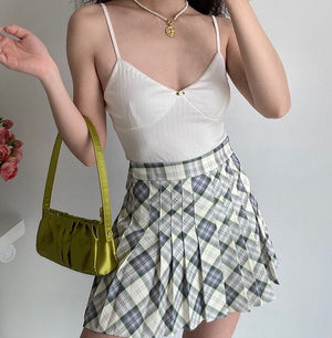 Seoul Style Plaid Tennis Skirt // Mint