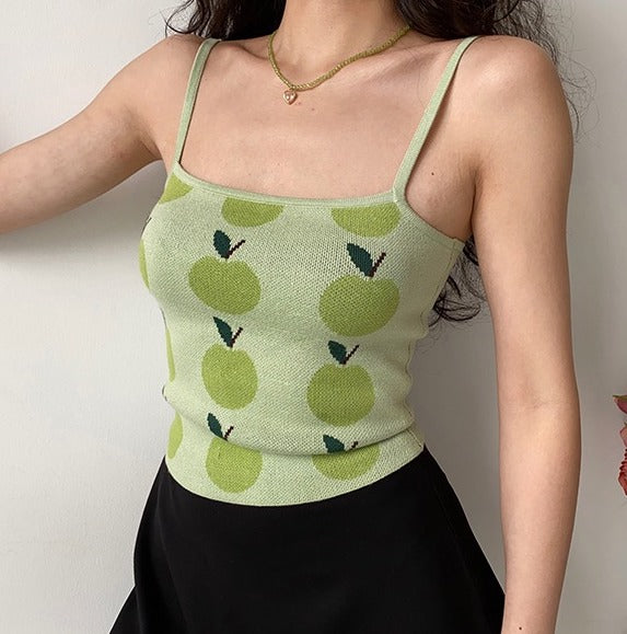 
            
                Load image into Gallery viewer, Green Apple Knit Camisole ~ HANDMADE
            
        