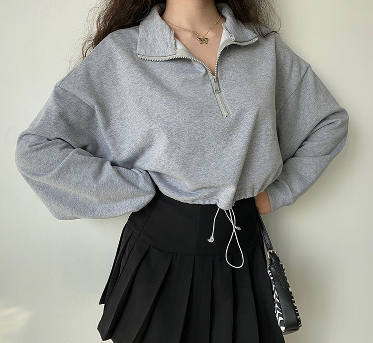 Basics Half Zip Drawstring Pullover