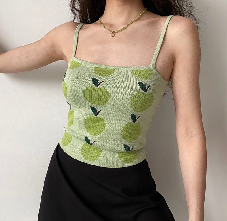 
            
                Load image into Gallery viewer, Green Apple Knit Camisole ~ HANDMADE
            
        
