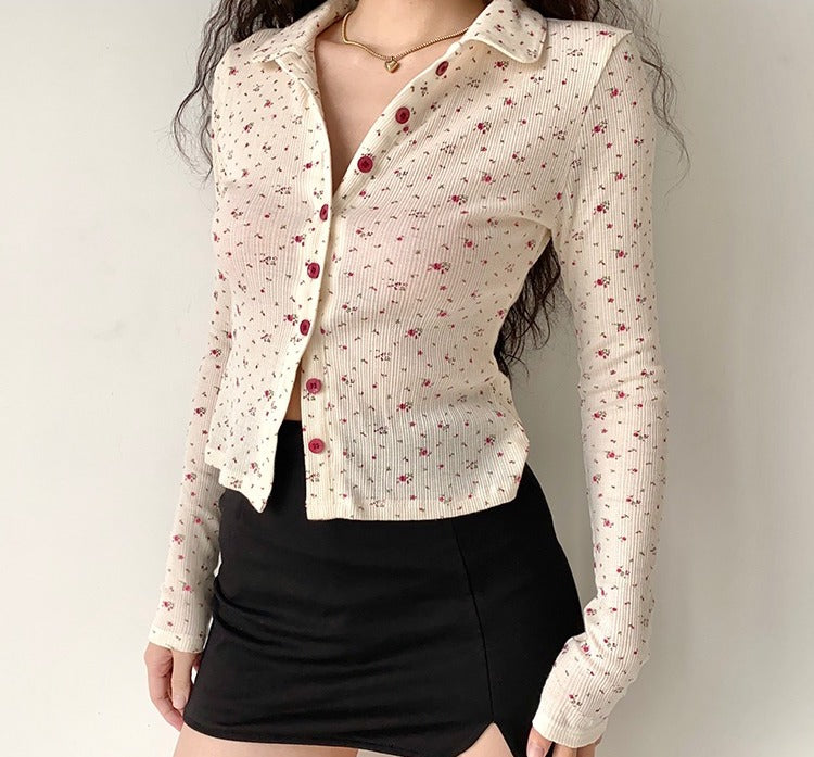 
            
                Load image into Gallery viewer, Corky Floral Polo Cardigan ~ HANDMADE
            
        