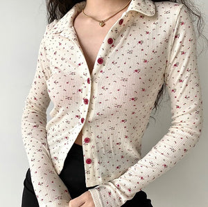 
            
                Load image into Gallery viewer, Corky Floral Polo Cardigan ~ HANDMADE
            
        