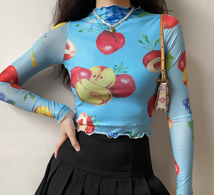 Fruit Platter Mesh Top ~ HANDMADE
