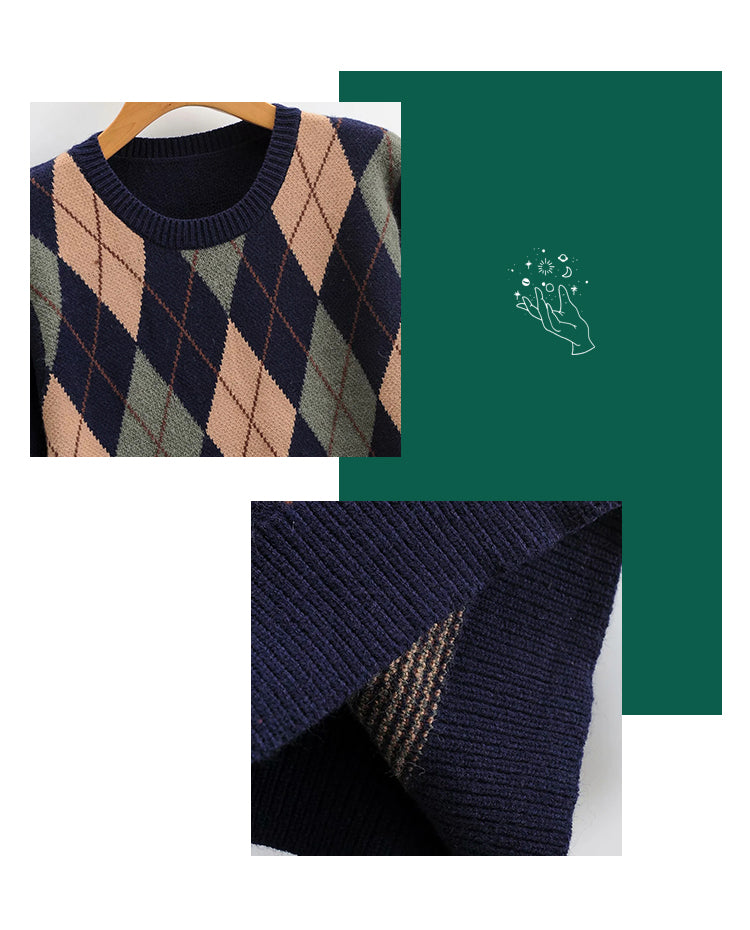 
            
                Load image into Gallery viewer, Vintage Walnut Argyle Sweater
            
        