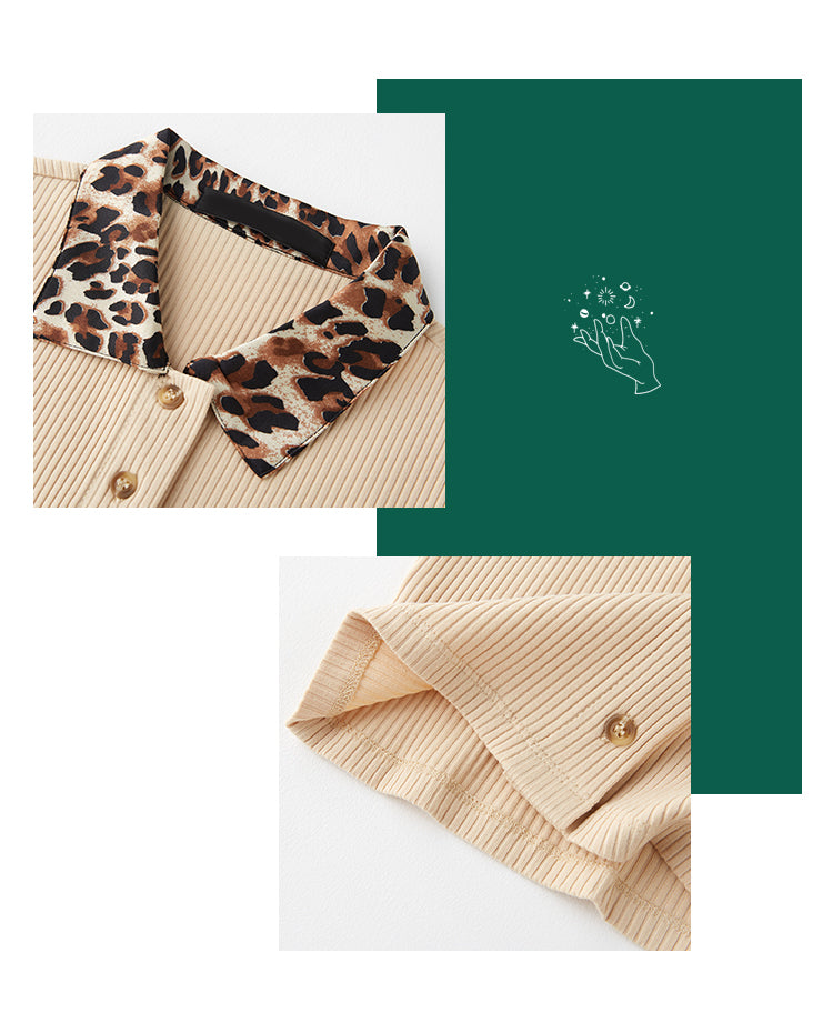 Leopard Collar Polo // Tan