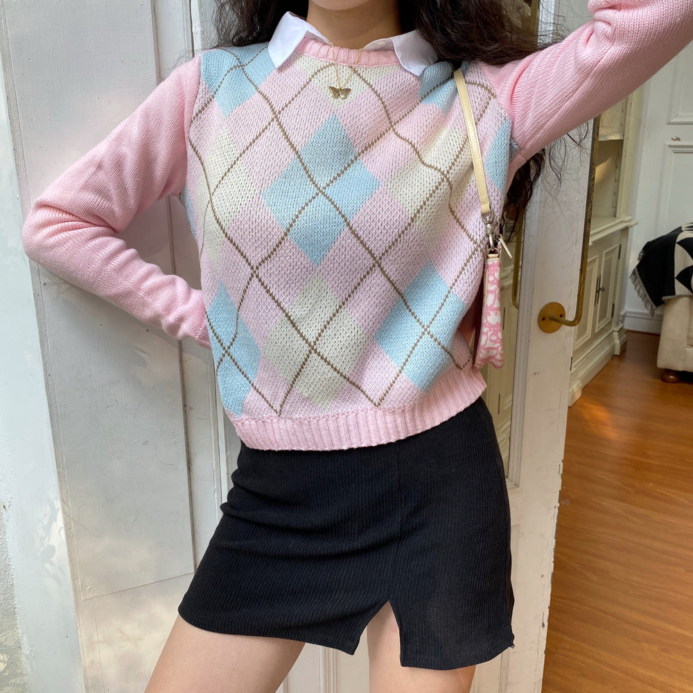 Argyle Sweater - Lizzy's Pink Boutique