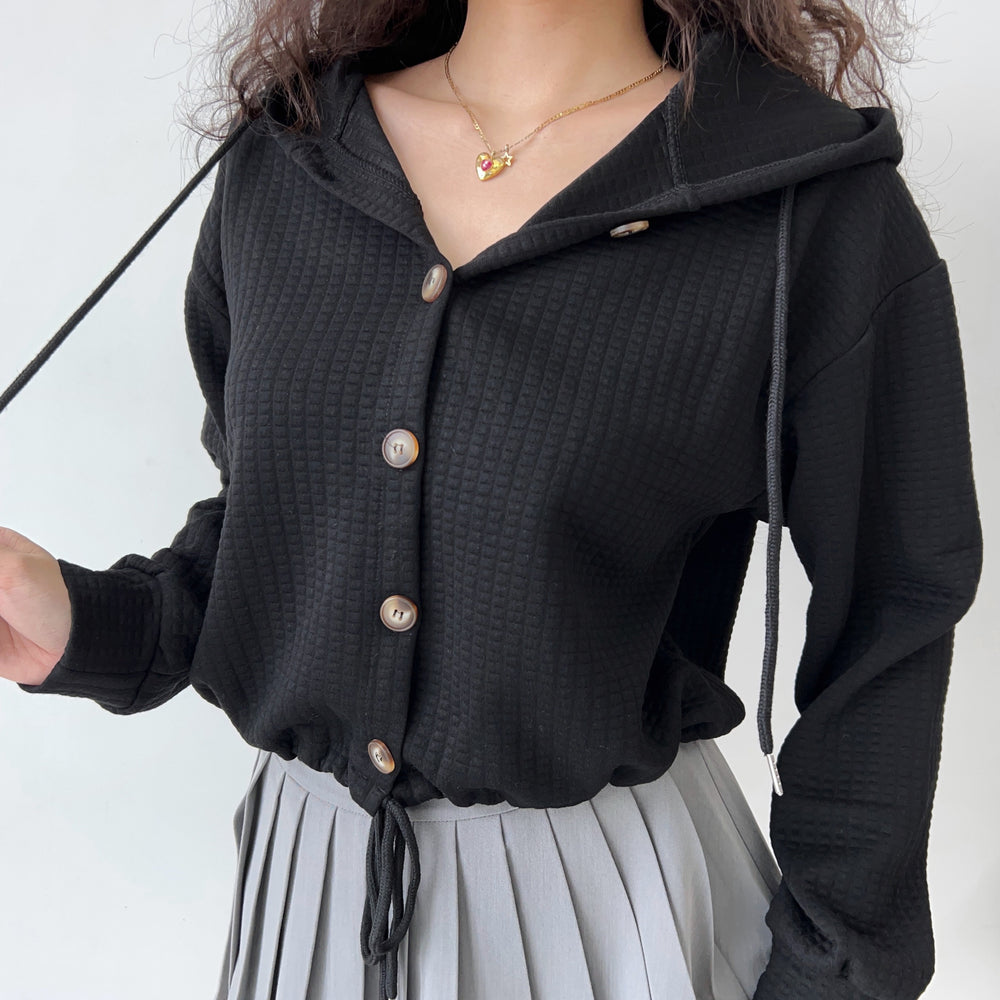 
            
                Load image into Gallery viewer, Waffle Drawstring Oversized Pullover
            
        