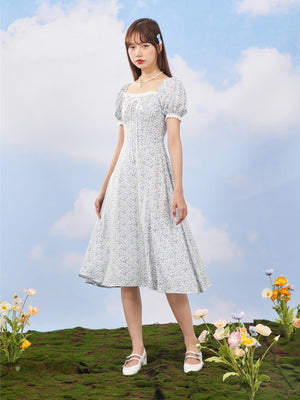 Caroline Floral Puff Dress ~ HANDMADE