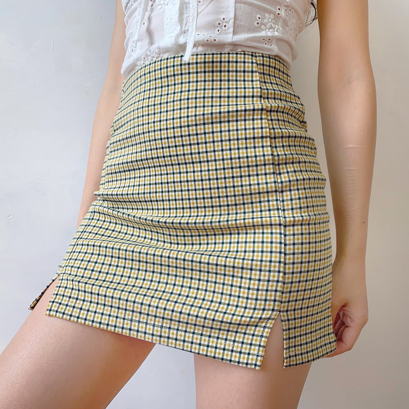 Olive Check Mini Skirt - Pellucid