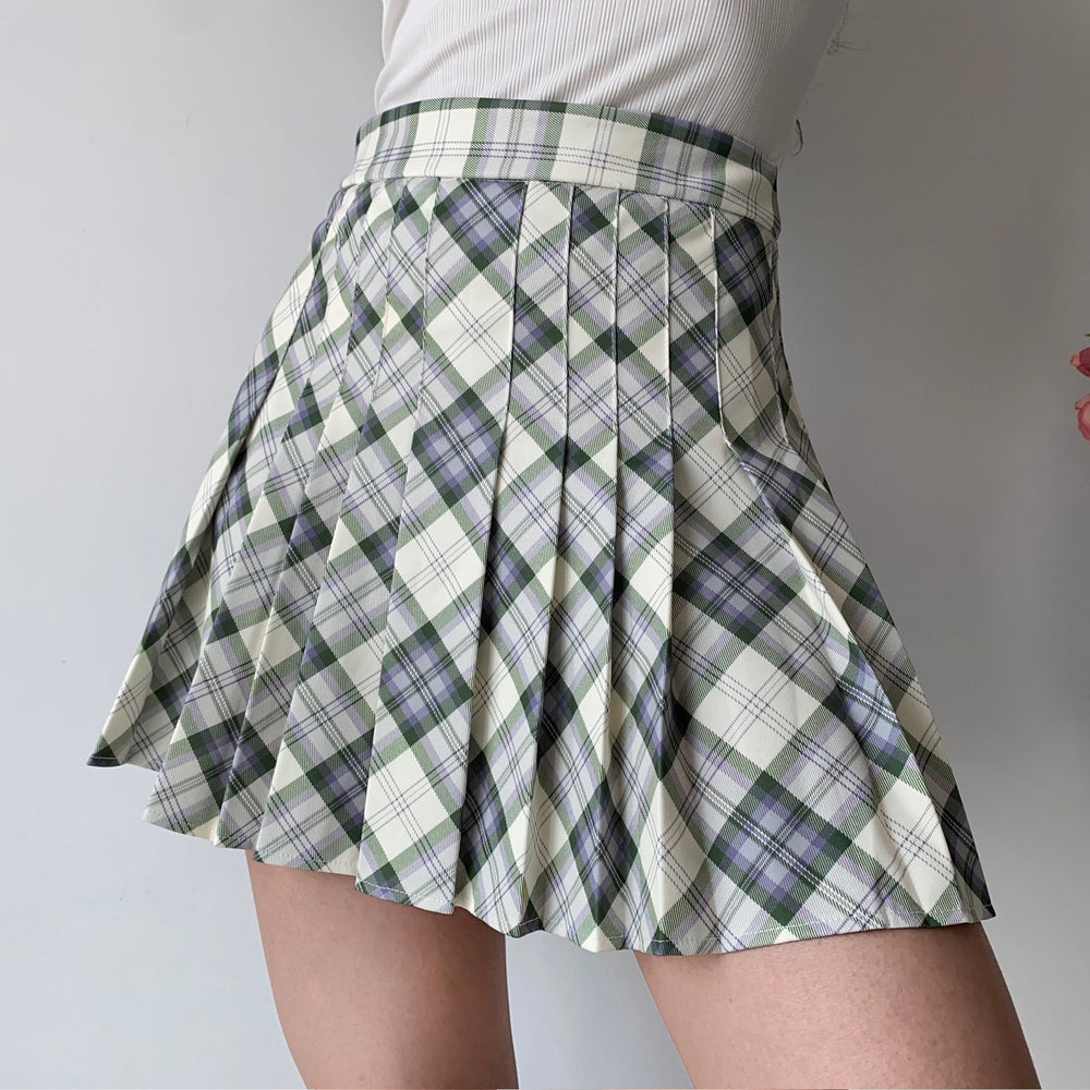 Seoul Style Plaid Tennis Skirt // Mint