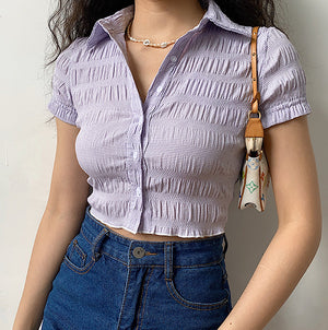 Preppy Gal Shirred Blouse