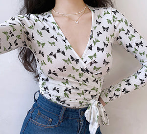 French Butterfly Wrap Top ~ HANDMADE