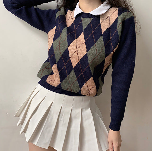 Vintage Walnut Argyle Sweater