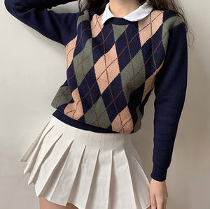 Vintage Walnut Argyle Sweater