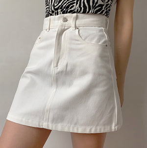 
            
                Load image into Gallery viewer, Lookbook Denim Skirt // White ~ HANDMADE
            
        