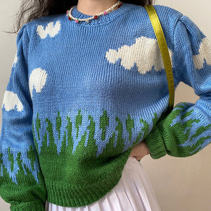 
            
                Load image into Gallery viewer, Happy Days Cloud Knit Sweater
            
        