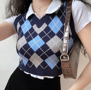 Retro Baby Argyle Knit Vest