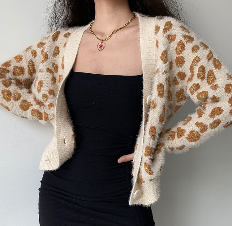 Leopard Loose Knit Cardigan