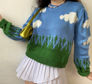 
            
                Load image into Gallery viewer, Happy Days Cloud Knit Sweater
            
        